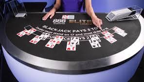 Blackjack table layout with dealer and game controls